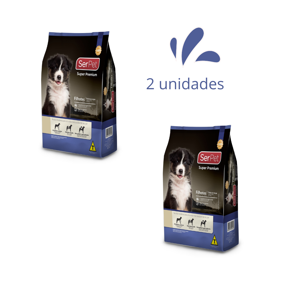Ração Serpet Super Premium Cães Filhotes Todas As Raças - 1 Kg - Kit com 2 unidades
