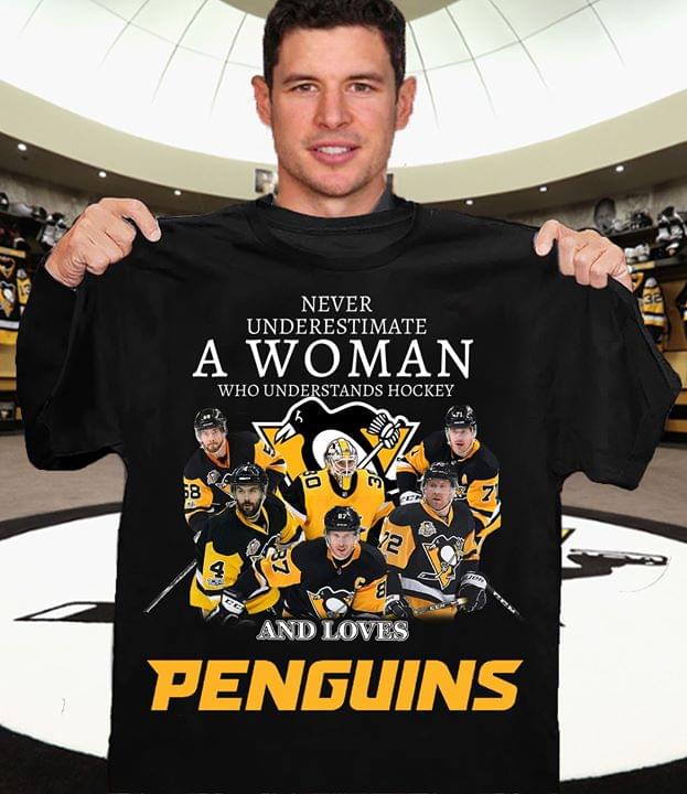 Never Underestimate Woman Who Understands Hockey And Love Pittsburgh Penguins T-shirt cotton t-shirt Hoodie Mug