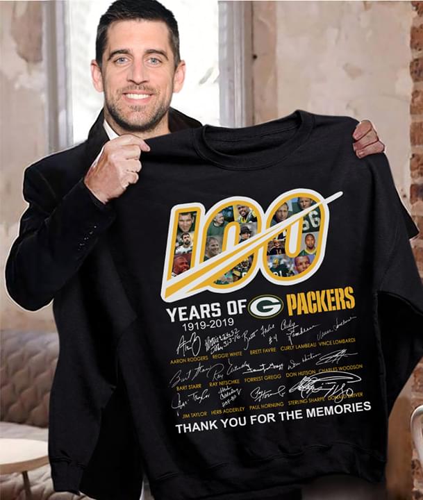 100 Years Of Green Bay Packers 1919 2019 All Players Signatures Thank You For Memories cotton t-shirt Hoodie Mug