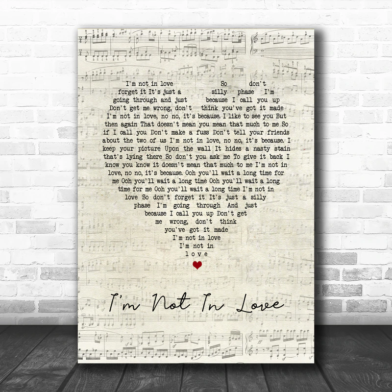 10cc Im Not In Love Script Heart Song Lyric Poster Print Poster Canvas poster canvas