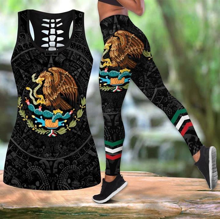 Aztec Mexican Flag Pattern Tank Top Legging For Lovers 3d shirt hoodie sweatshirt