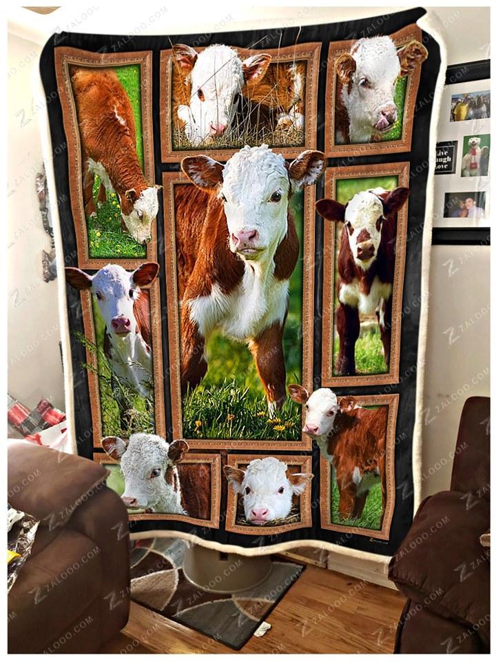 3d Hereford Cow Farm Animal Lovers Fleece Blanket
