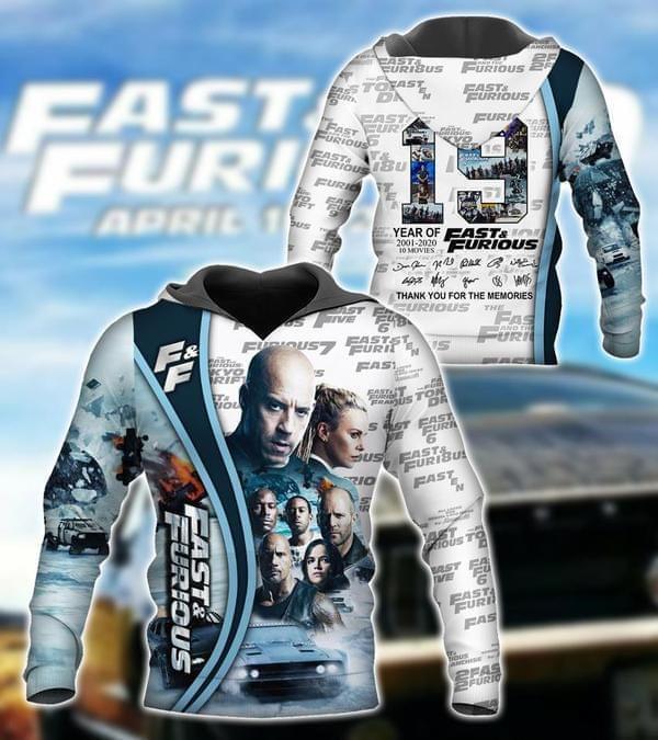 19 Years Of Fast And Furious All Cast Signatures 3d Printed Hoodie 3d