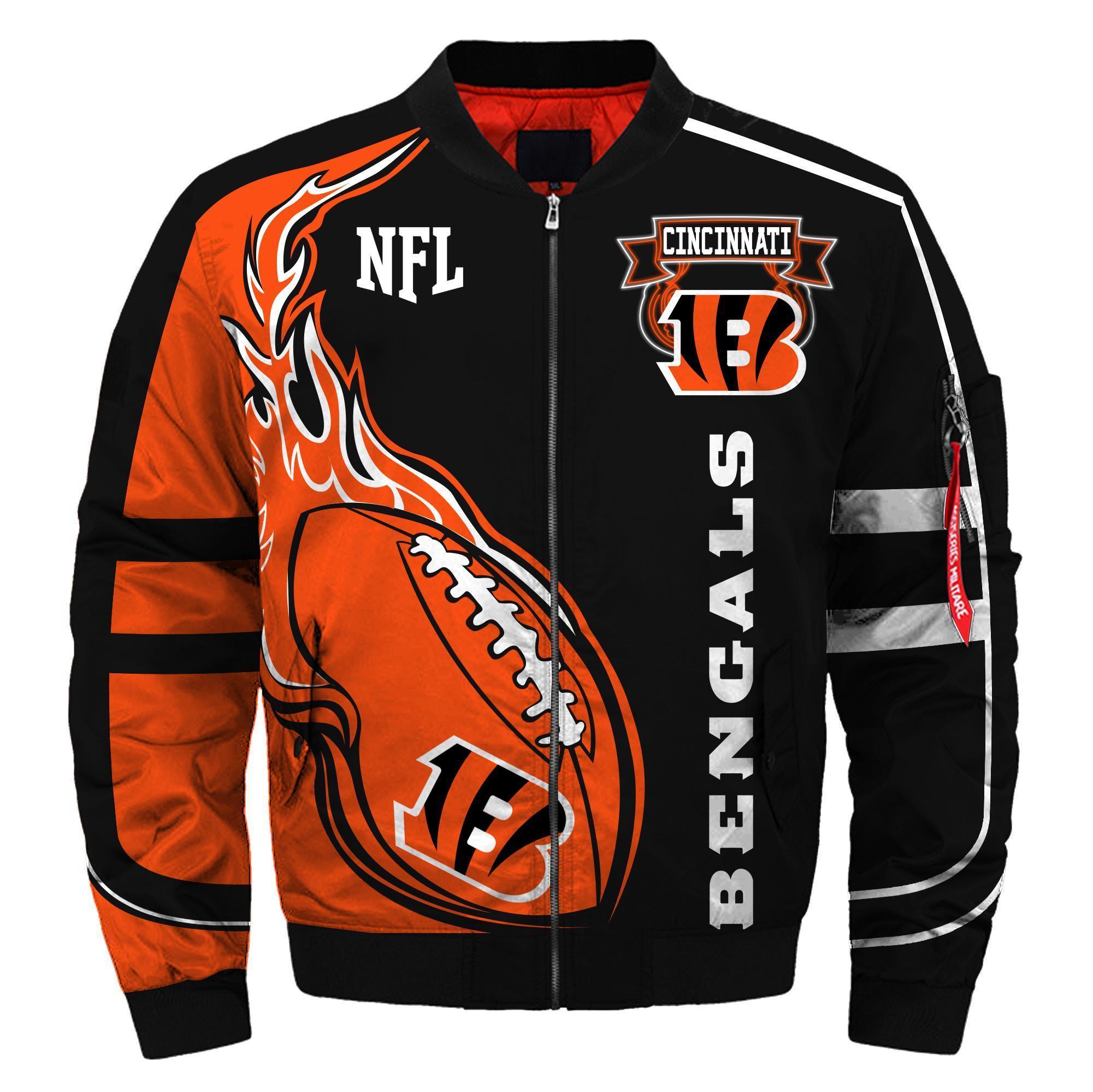 006 Nfl Cincinnati Bengals Custom North Face Winter Jacket Bomer High Quality Plus Size Jacket