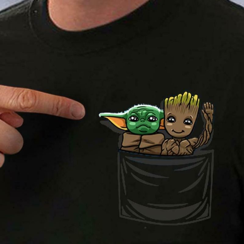 Baby Yoda Groot Funny Pocket Tee Shirt Star Wars 43 Year 2019 Star Wars Cotton T Shirt Mens And Womens Clothing S 6xl