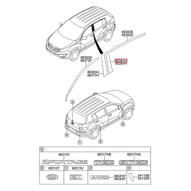 Adesivo Acabamento Dianteiro Porta Esquerda Kia Sportage 2010/2015 863813W000