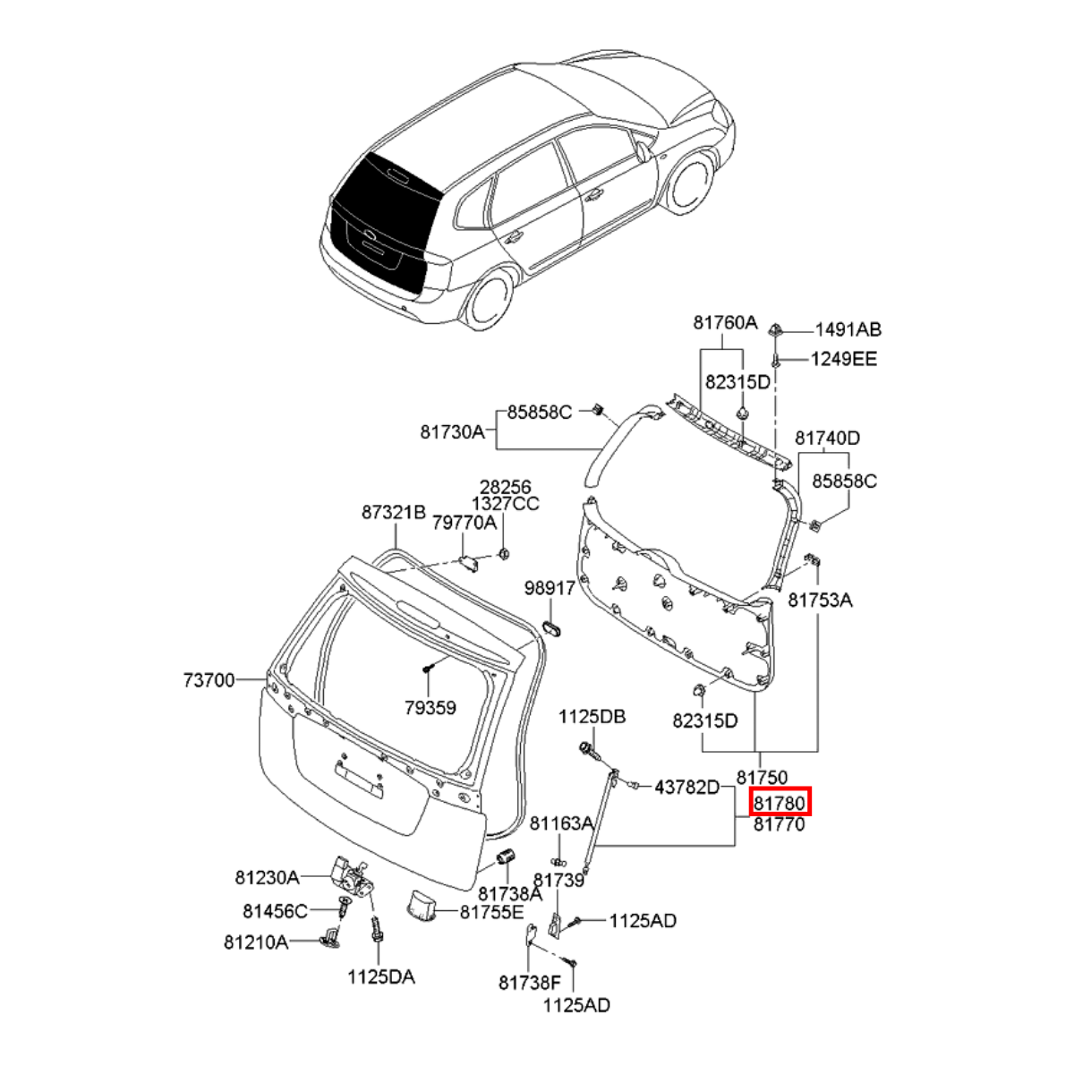 Amortecedor Tampa Traseira Direito Kia Rondo 2006 2011 817801D010