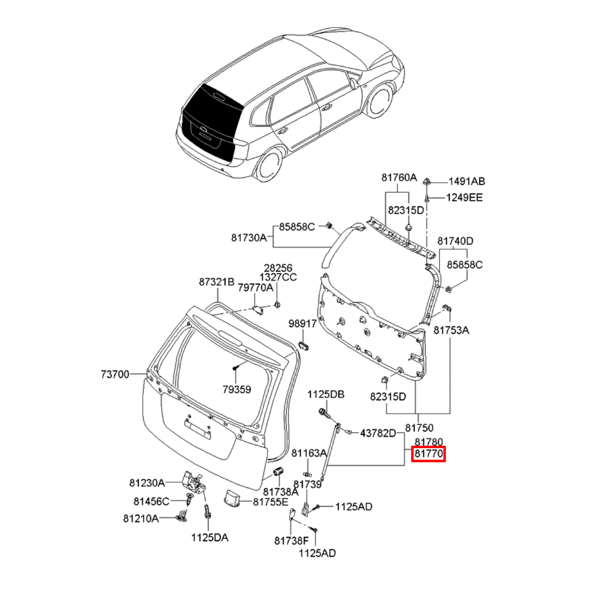 Amortecedor Tampa Traseira Esquerdo Kia Rondo 2006 2011 817701D010