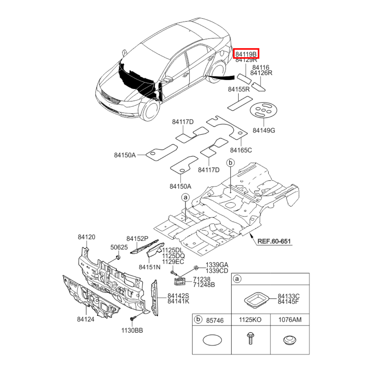 Anti-Ruido Assoalho Kia Forte/Cerato 2009/2013 841171M000