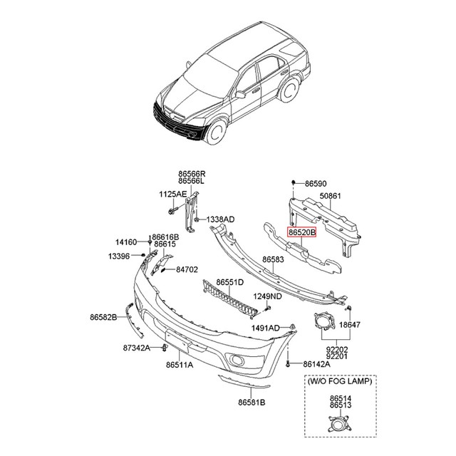 Espuma Parachoque Dianteiro Kia Sorento 2006/2008 865213E500