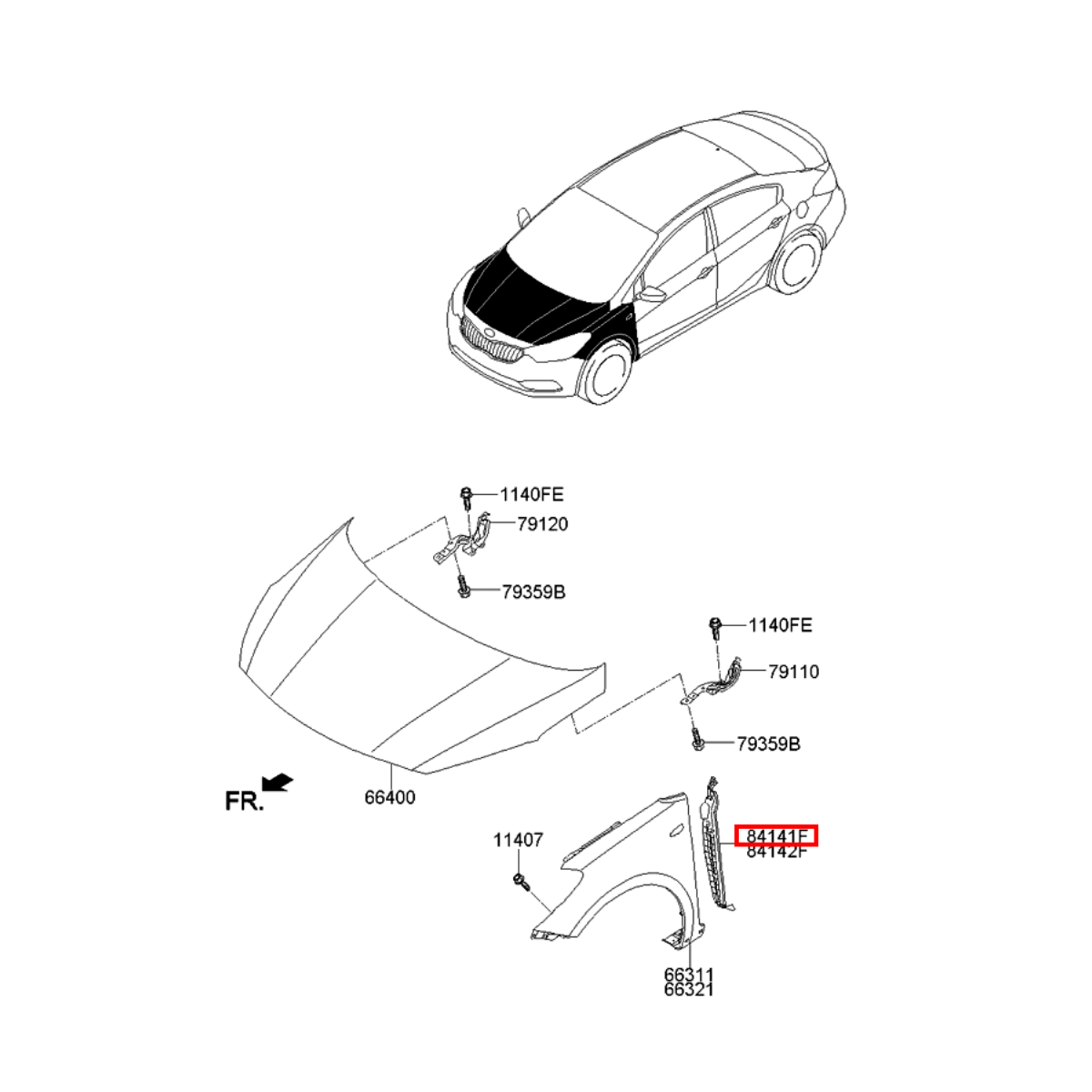 Isolador Porta Dianteira Esquerda Kia Forte Cerato 2014 2018 84141A7000