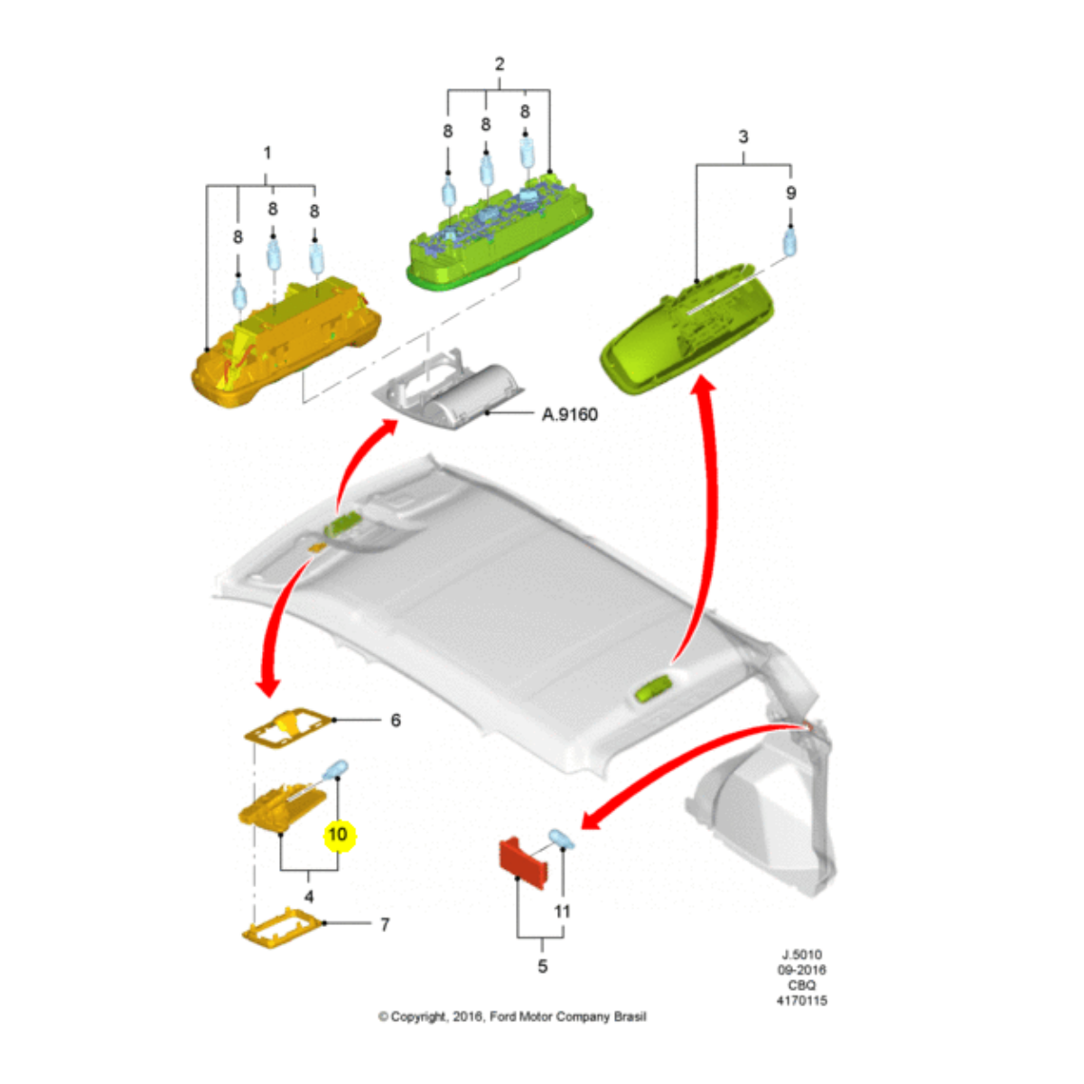 Lampada 12V 6W Ecosport 2004/ Focus 02/09 Fusion 06/12 96FZ13466AA