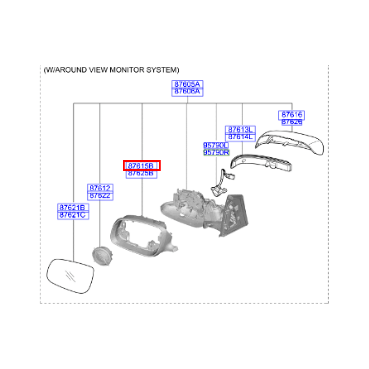 Moldura Retrovisor Esquerdo Kia Carnival 2014/ 87615A9100