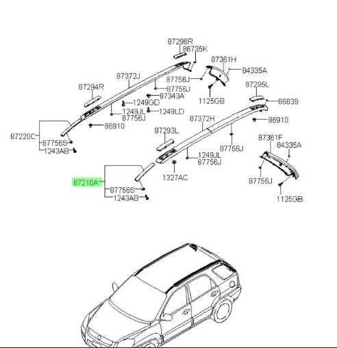 MOLDURA TETO SPORTAGE DIANTEIRO ESQUERDO 872101F001