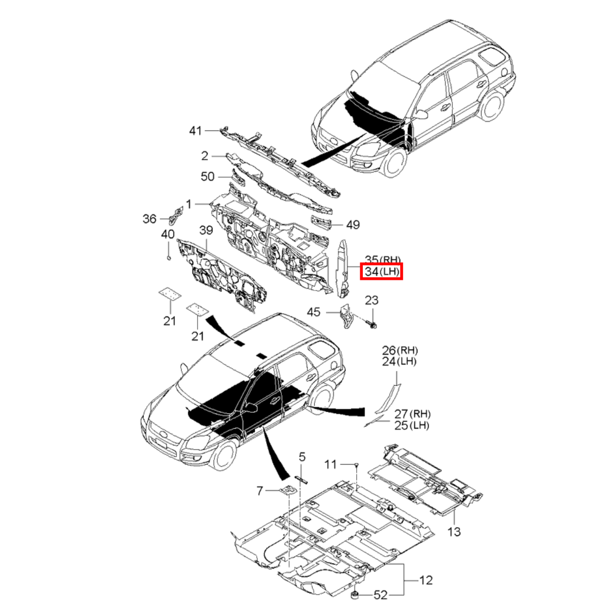 Protetor Esquerdo Kia Sportage 2005/2010 841411F300