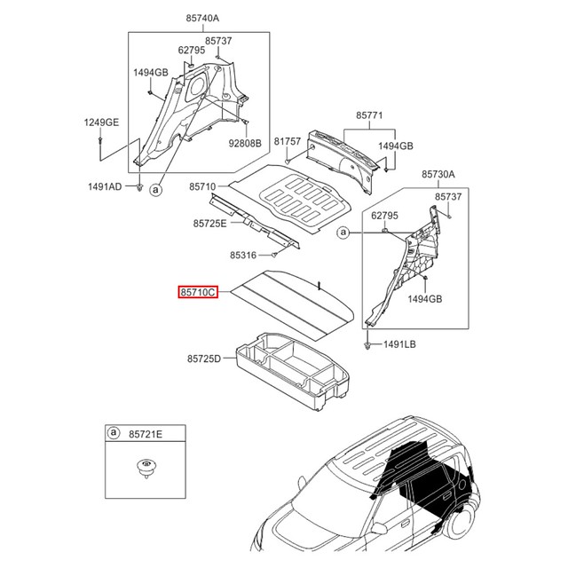 Revestimento Fundo Porta Malas Kia Soul 2009/2013 857102K000WK