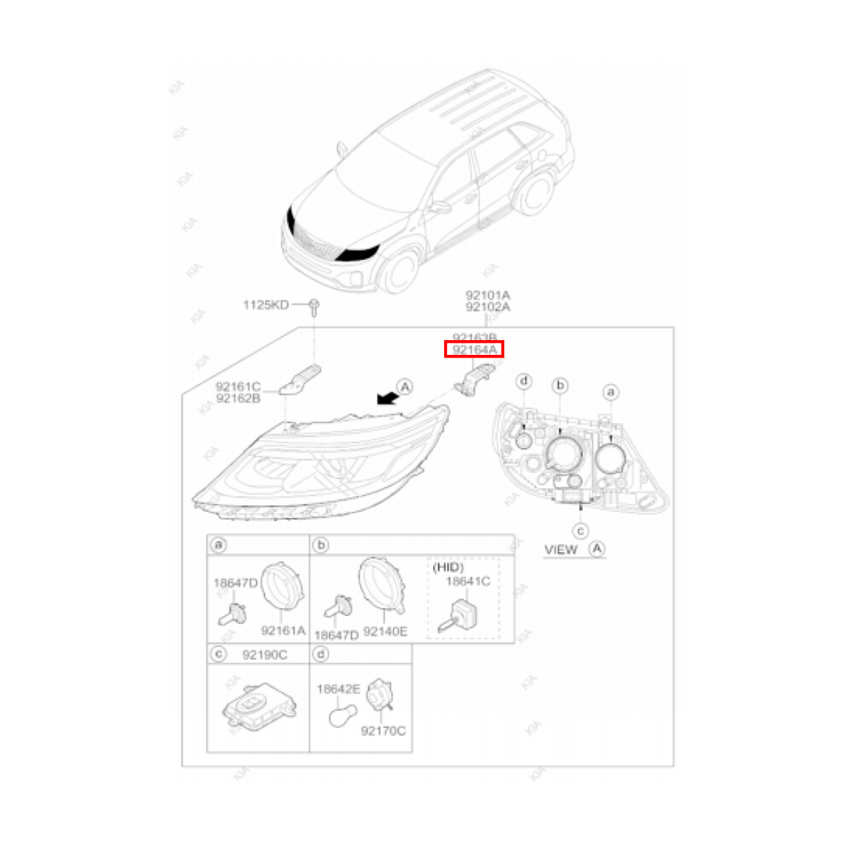 Suporte Inferior Farol Direito Kia Sorento 2012 2014 921422P500