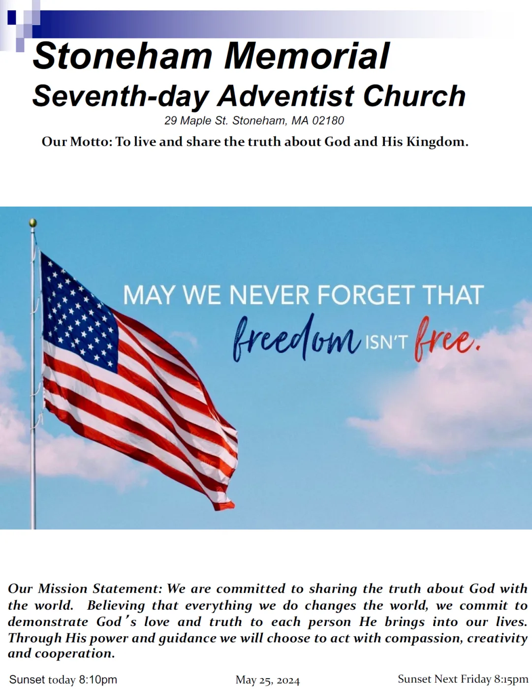 Cover of the bulletin for May 25, 2024