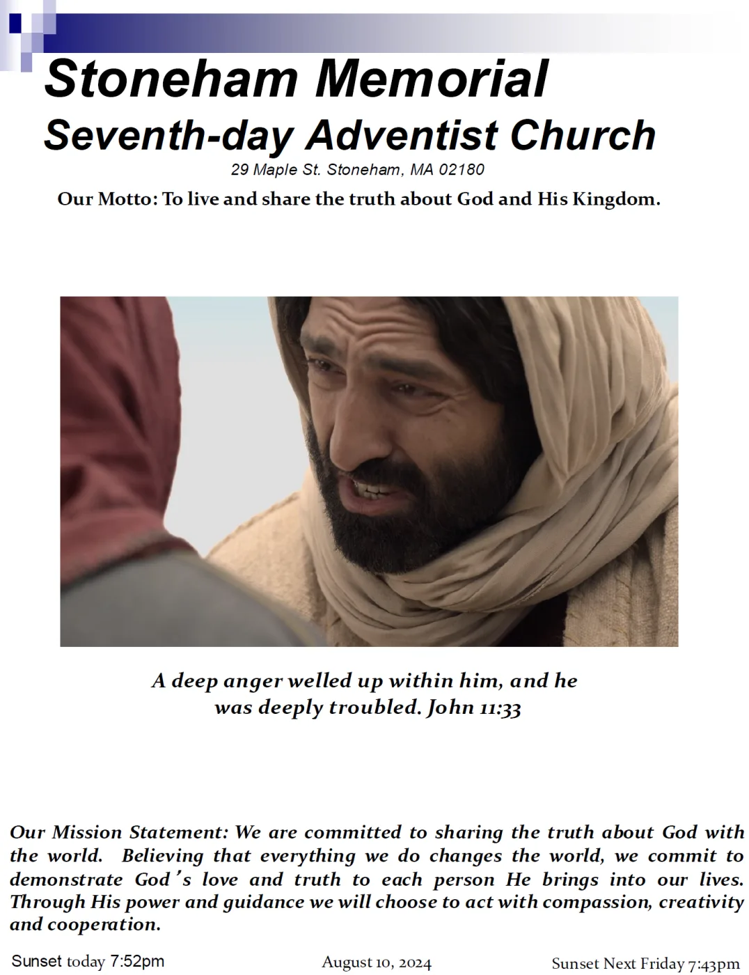 Cover of the bulletin for August 10, 2024
