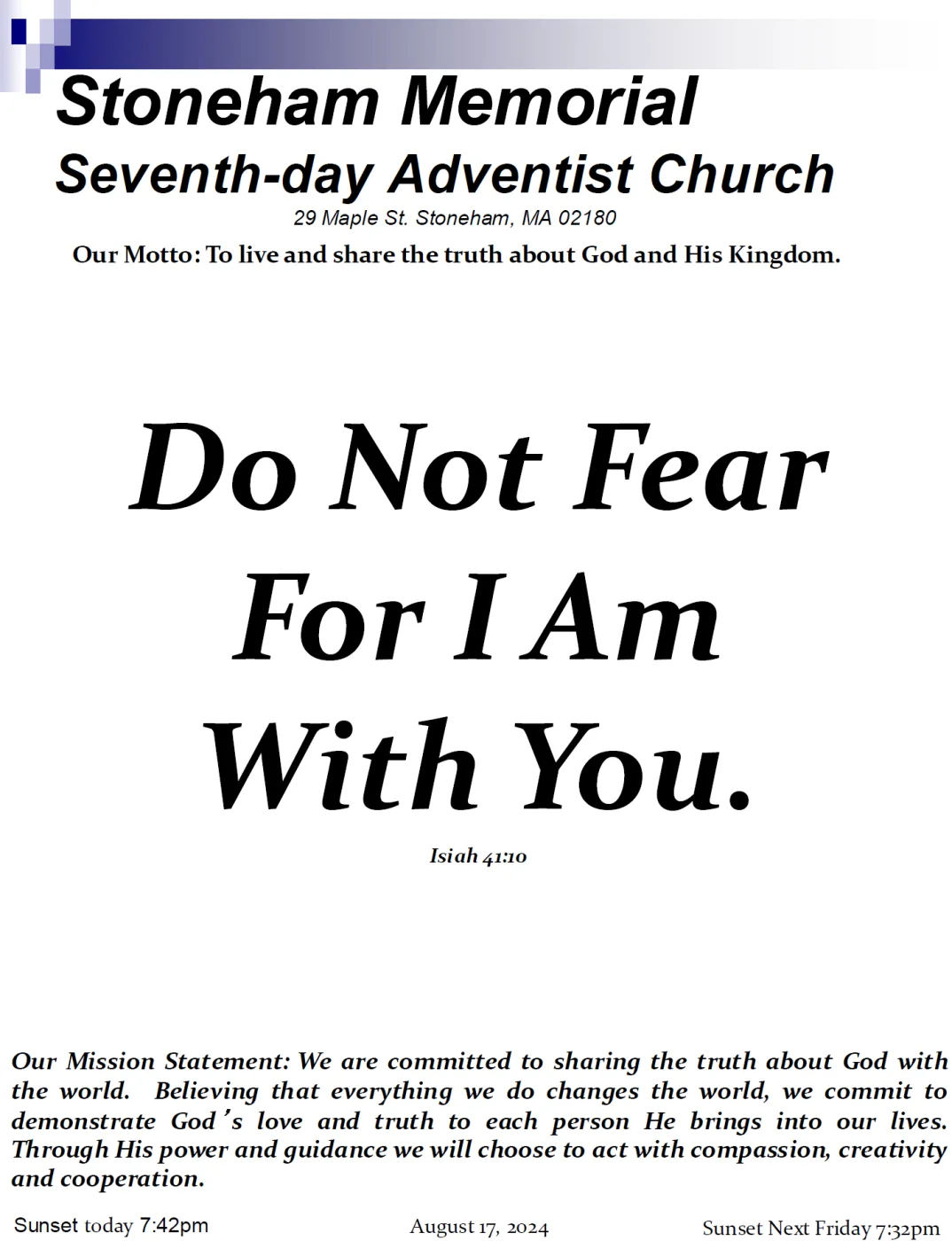 Cover of the bulletin for August 17, 2024
