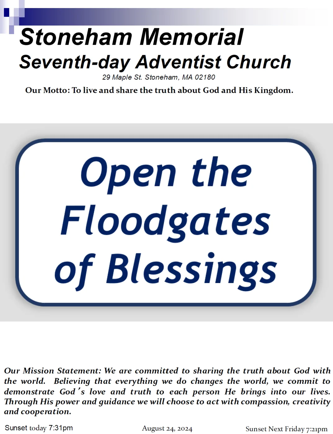Cover of the bulletin for August 24, 2024