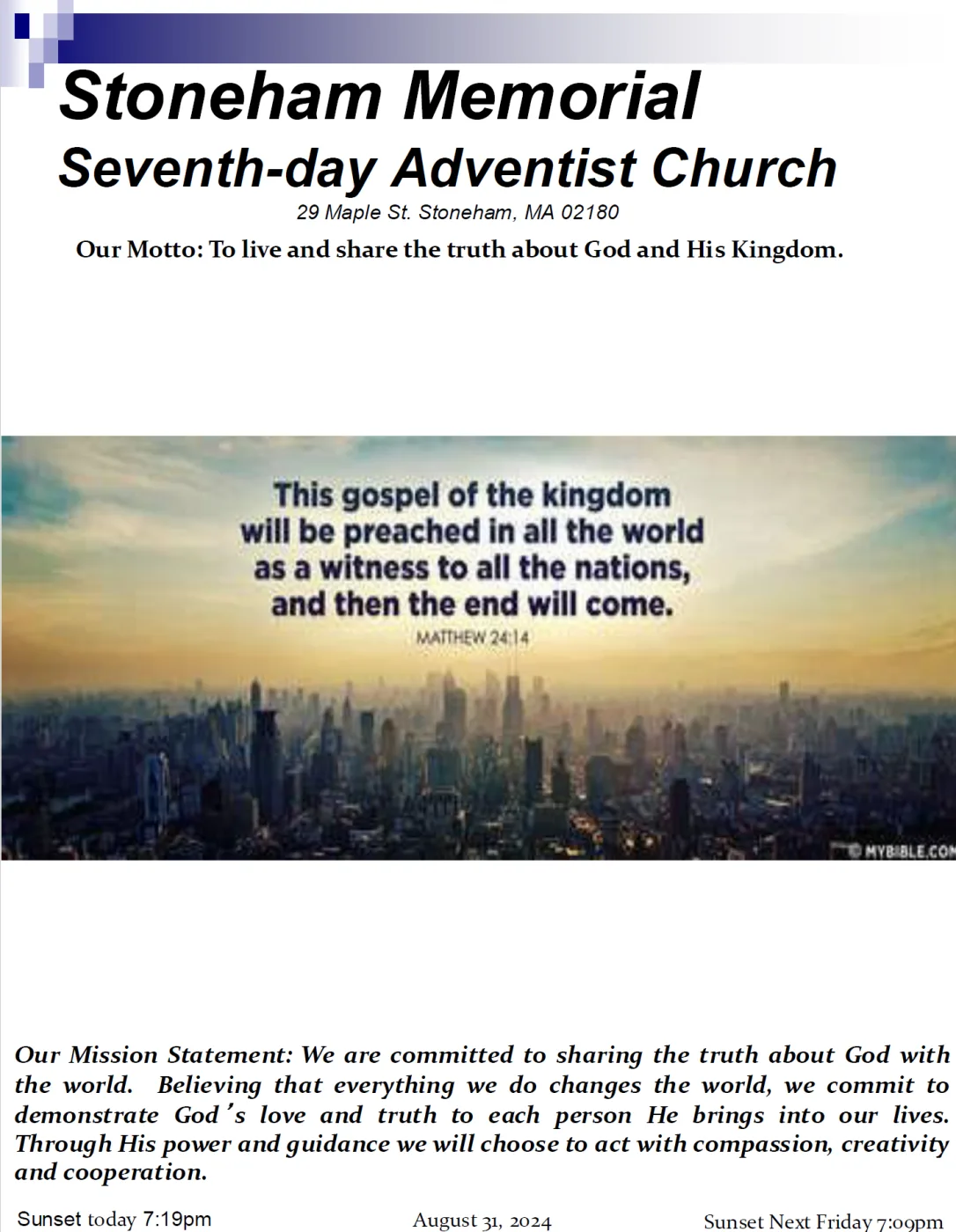 Cover of the bulletin for August 31, 2024