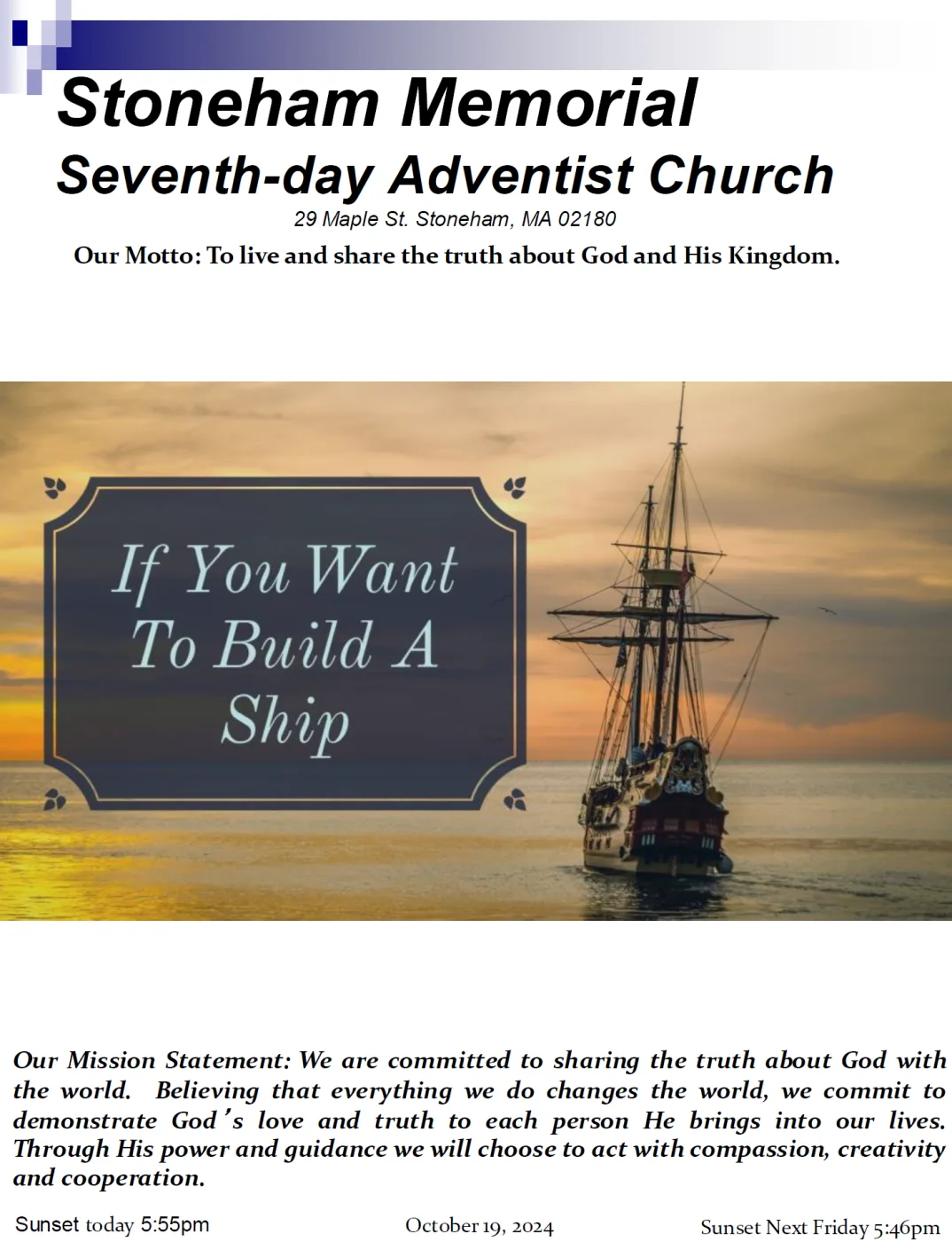 Cover of the bulletin for October 19, 2024