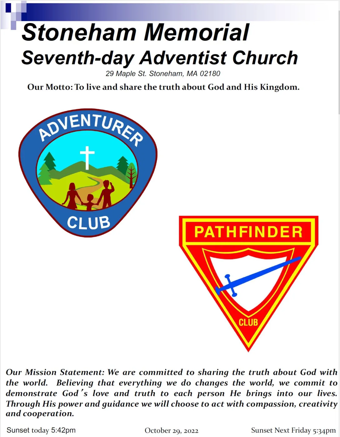 Cover of the bulletin for October 29, 2022