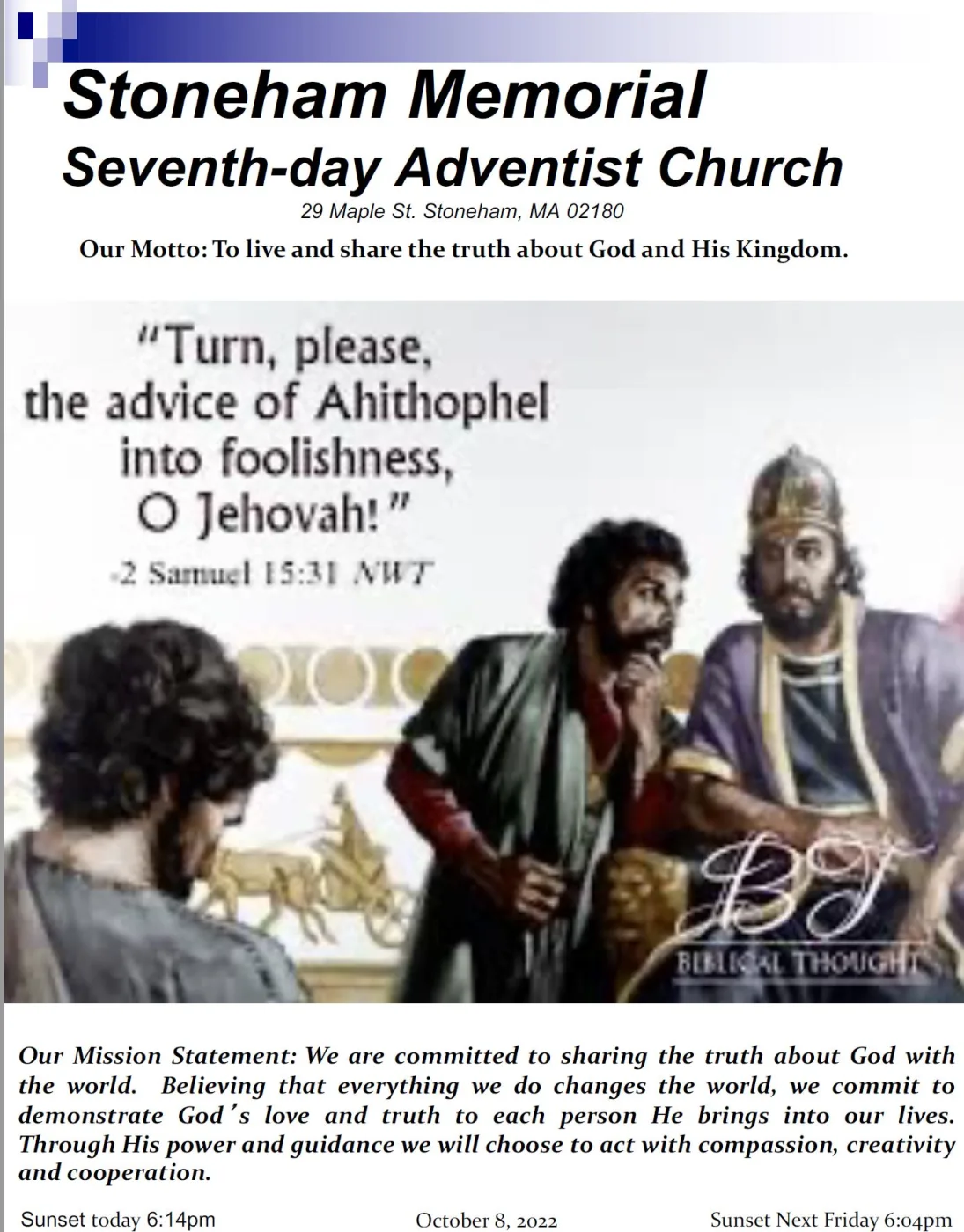 Cover of the bulletin for October 8, 2022