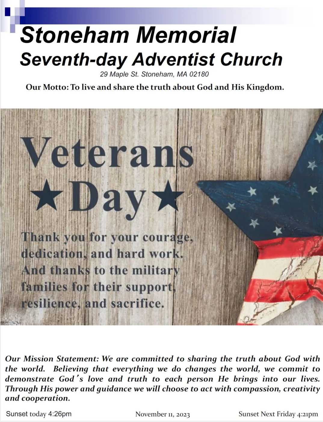 Cover of the bulletin for November 11, 2023
