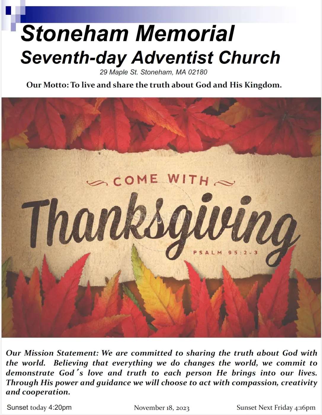 Cover of the bulletin for November 18, 2023