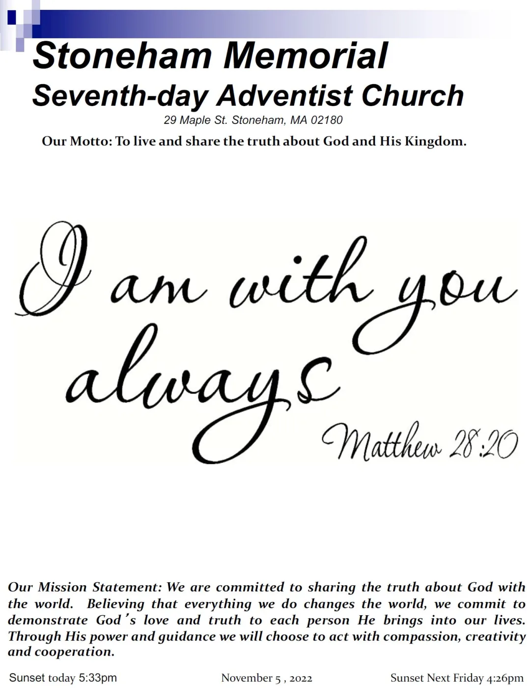 Cover of the bulletin for November 5, 2022