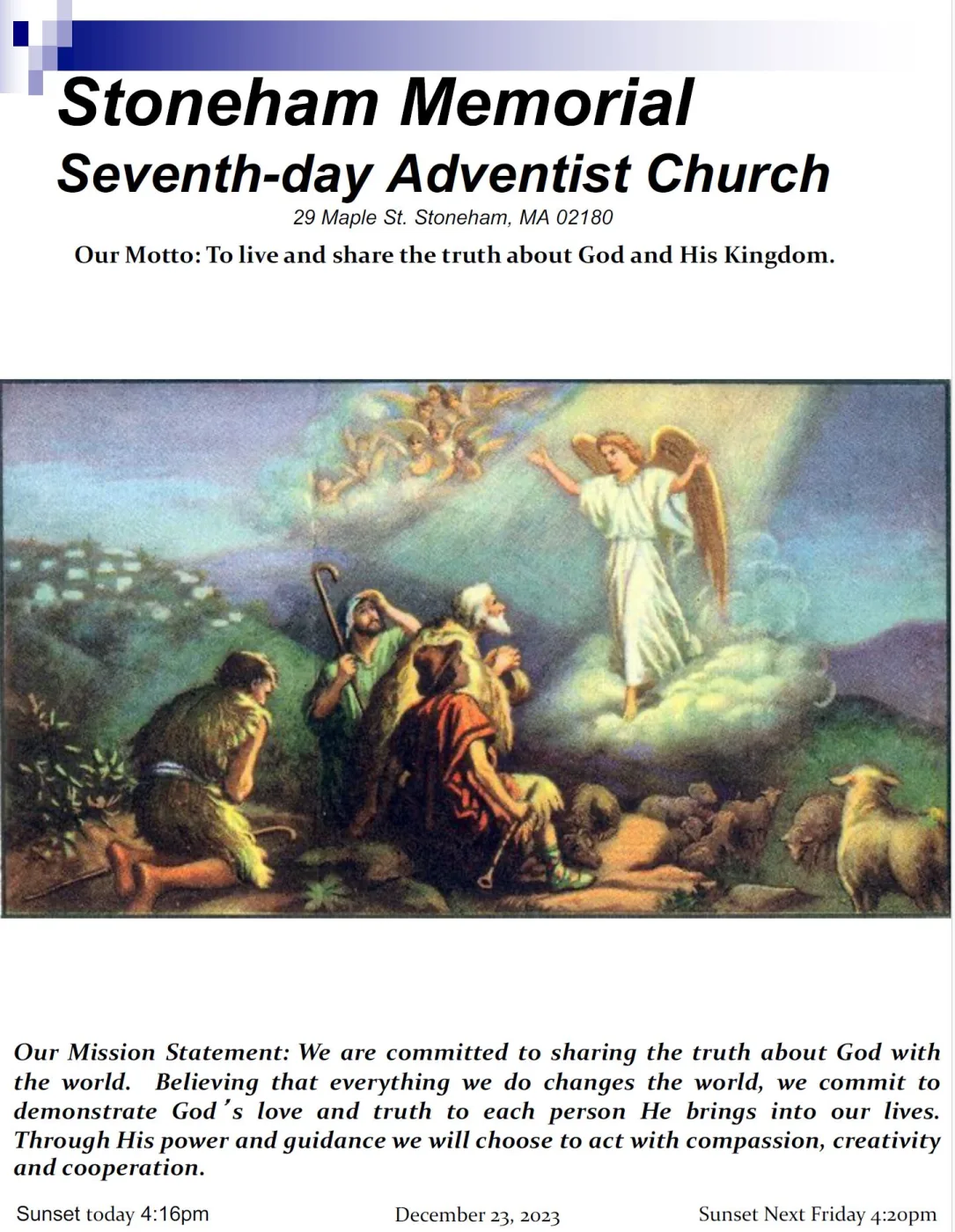 Cover of the bulletin for December 23, 2023