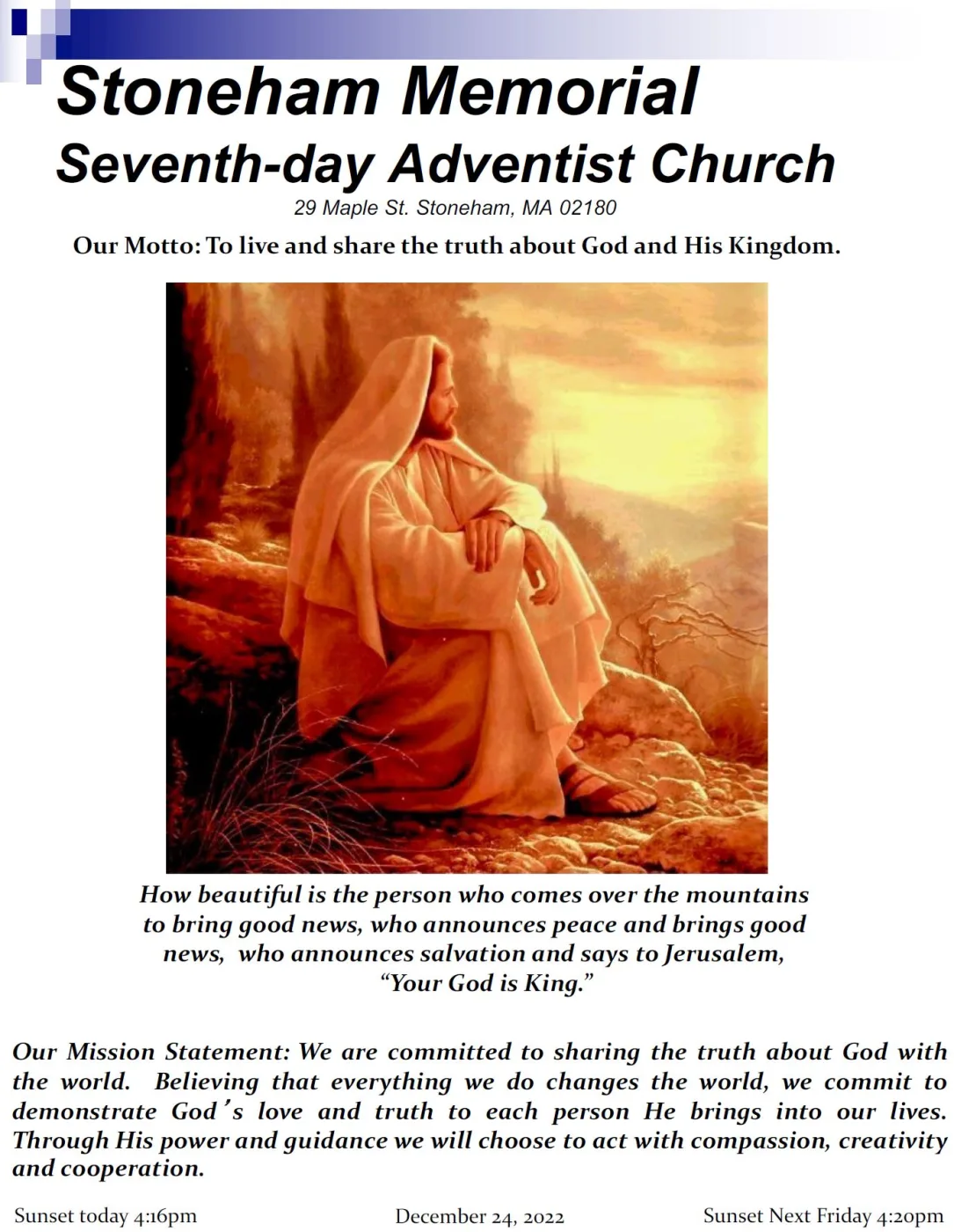 Cover of the bulletin for December 24, 2022