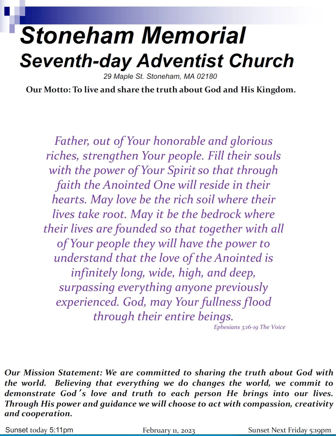 Cover of the bulletin for February 11, 2023