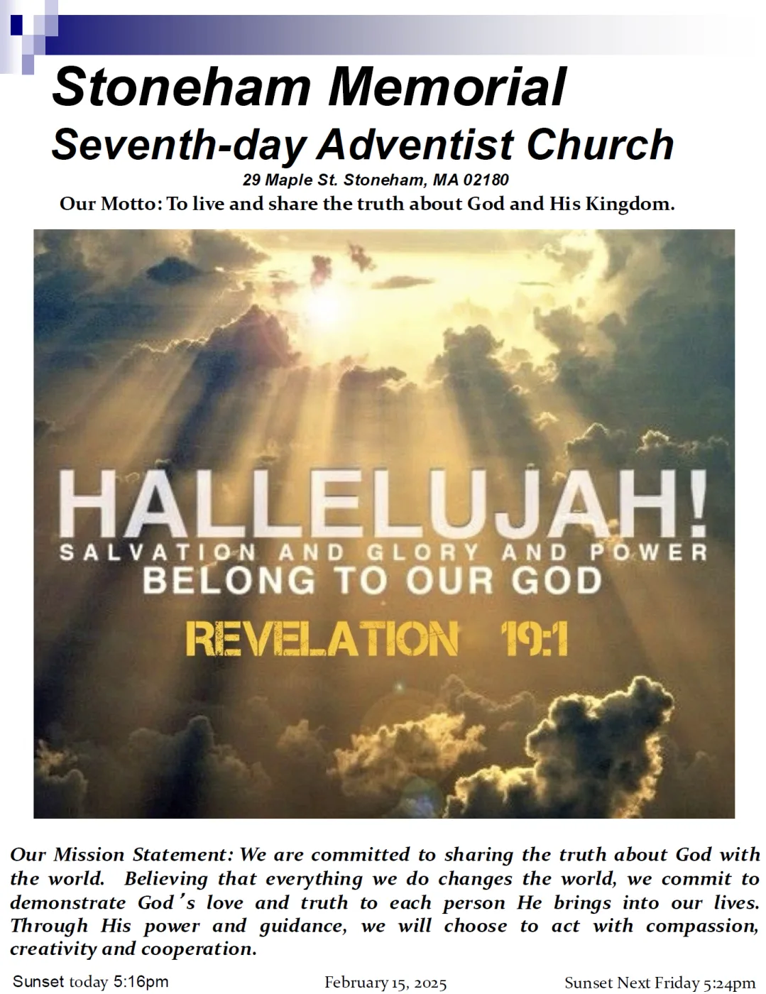 Cover of the bulletin for February 15, 2025