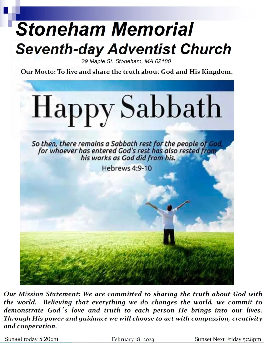 Cover of the bulletin for February 18, 2023