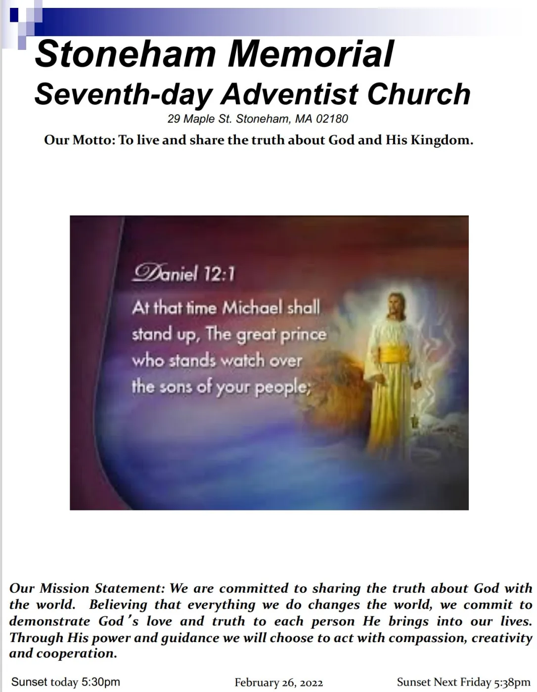 Cover of the bulletin for February 26, 2022