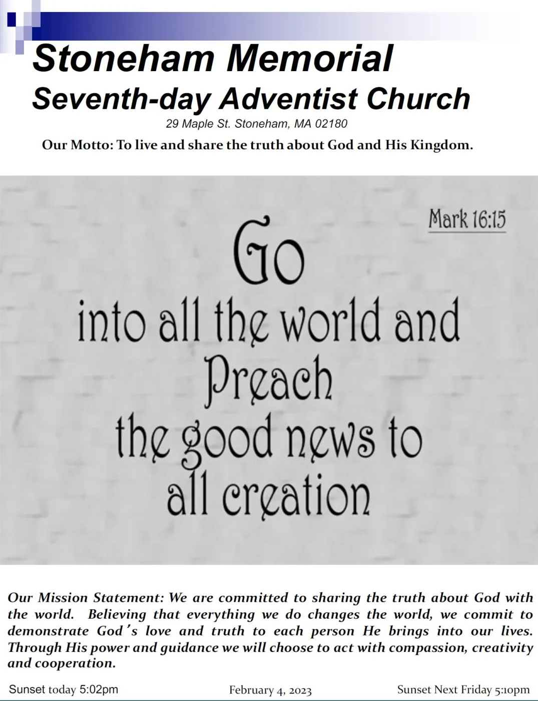 Cover of the bulletin for February 4, 2023