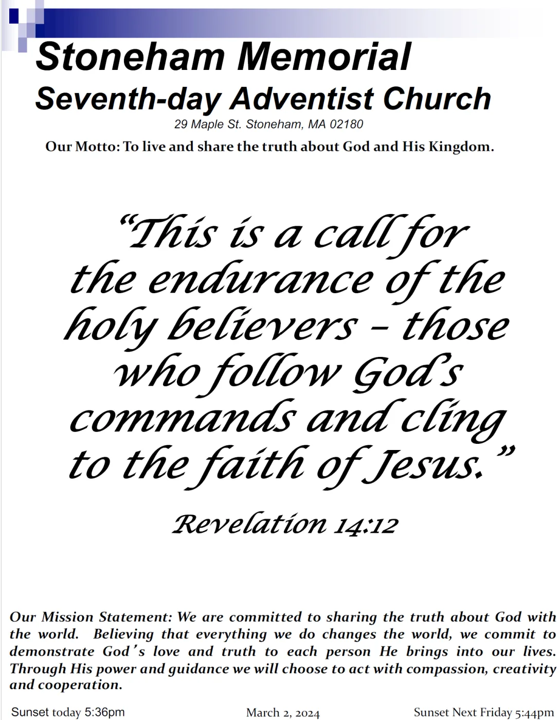 Cover of the bulletin for March 2, 2024