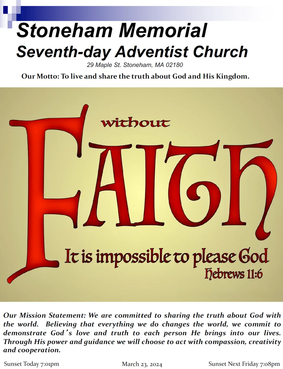 Cover of the bulletin for March 23, 2024