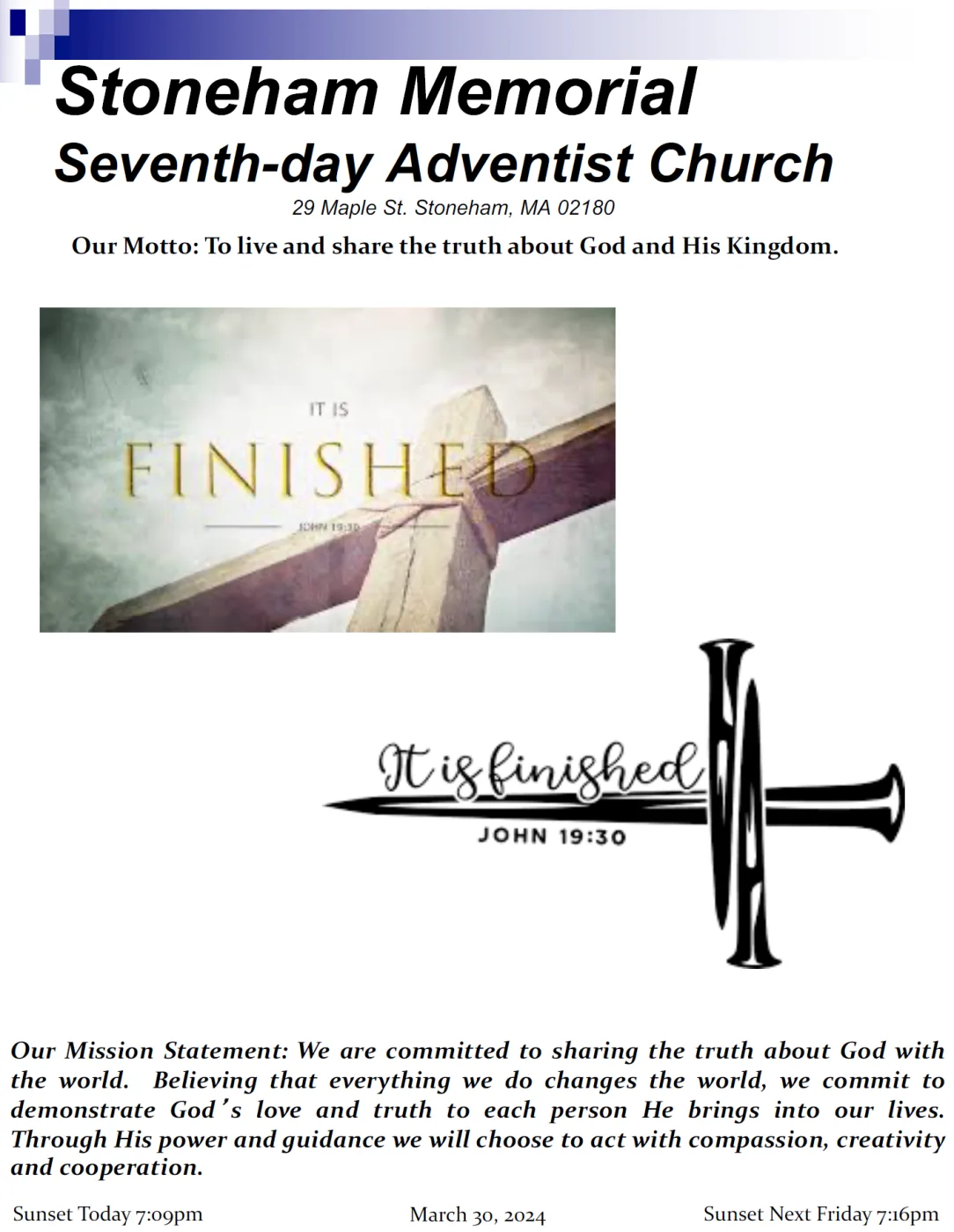 Cover of the bulletin for March 30, 2024