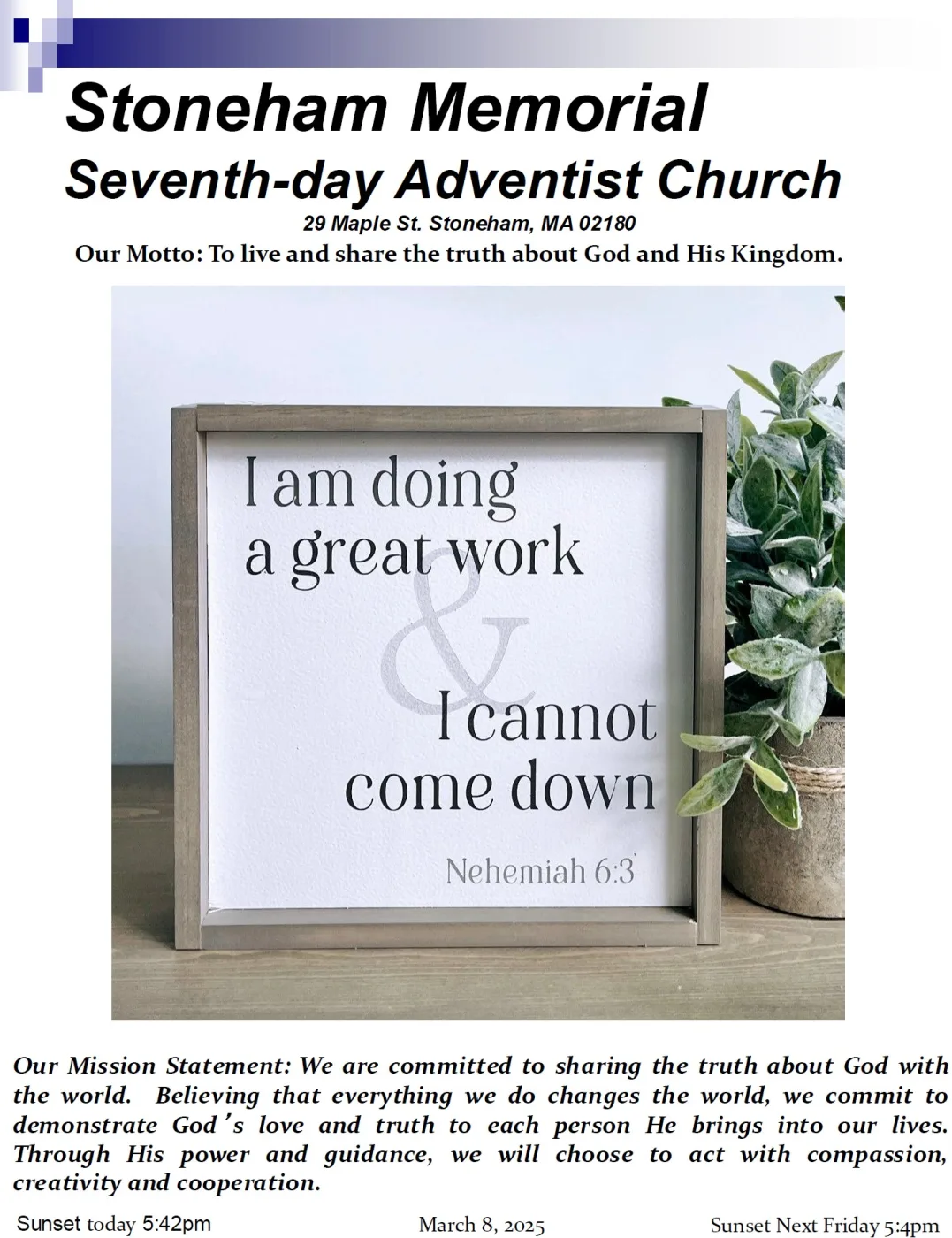Cover of the bulletin for March 8, 2025
