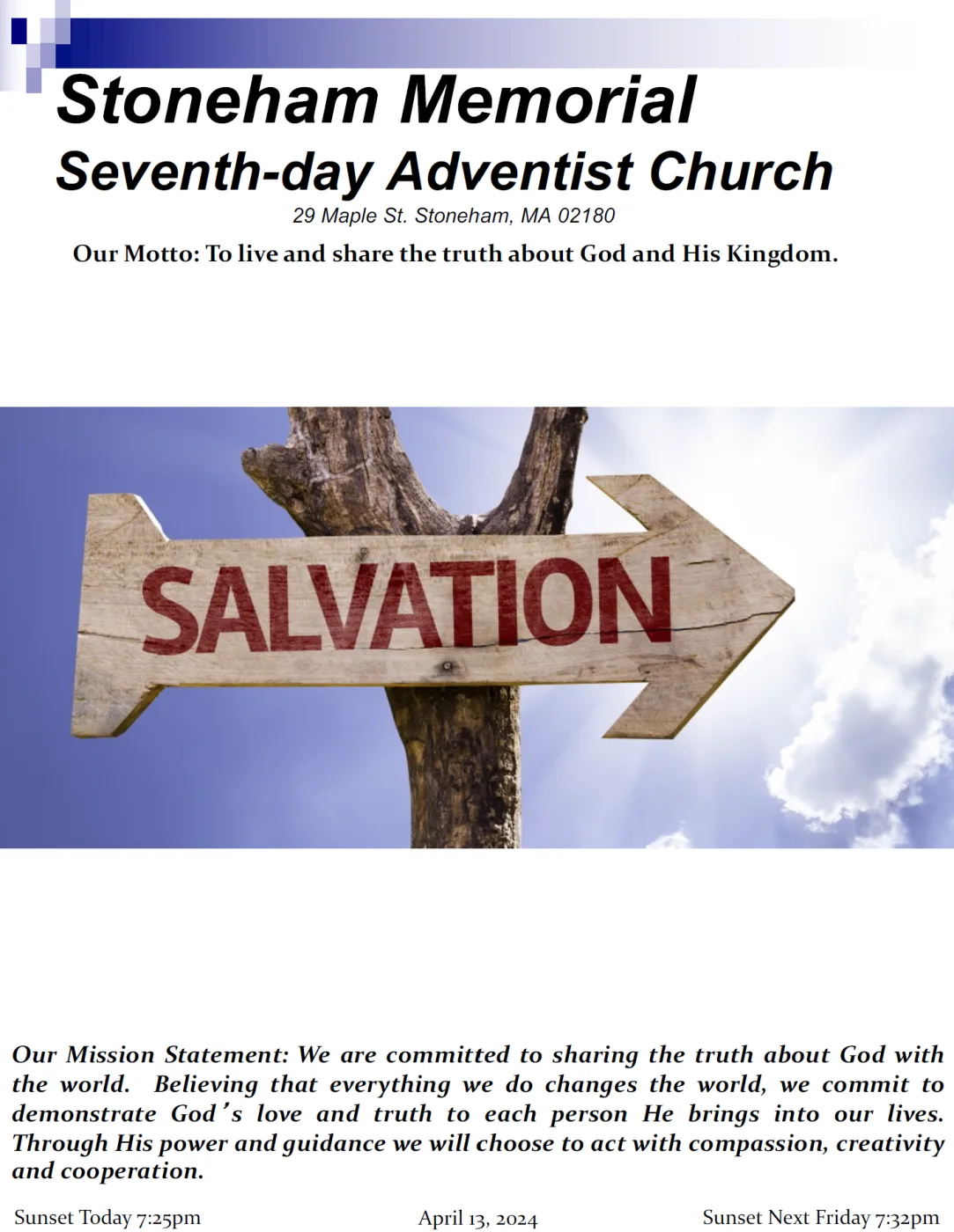 Cover of the bulletin for April 13, 2024