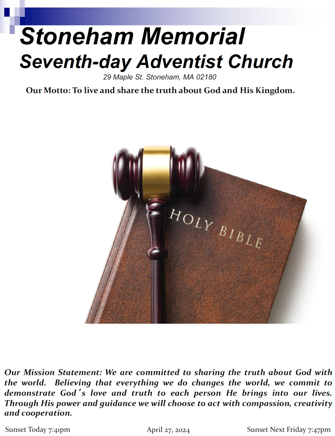 Cover of the bulletin for April 27, 2024