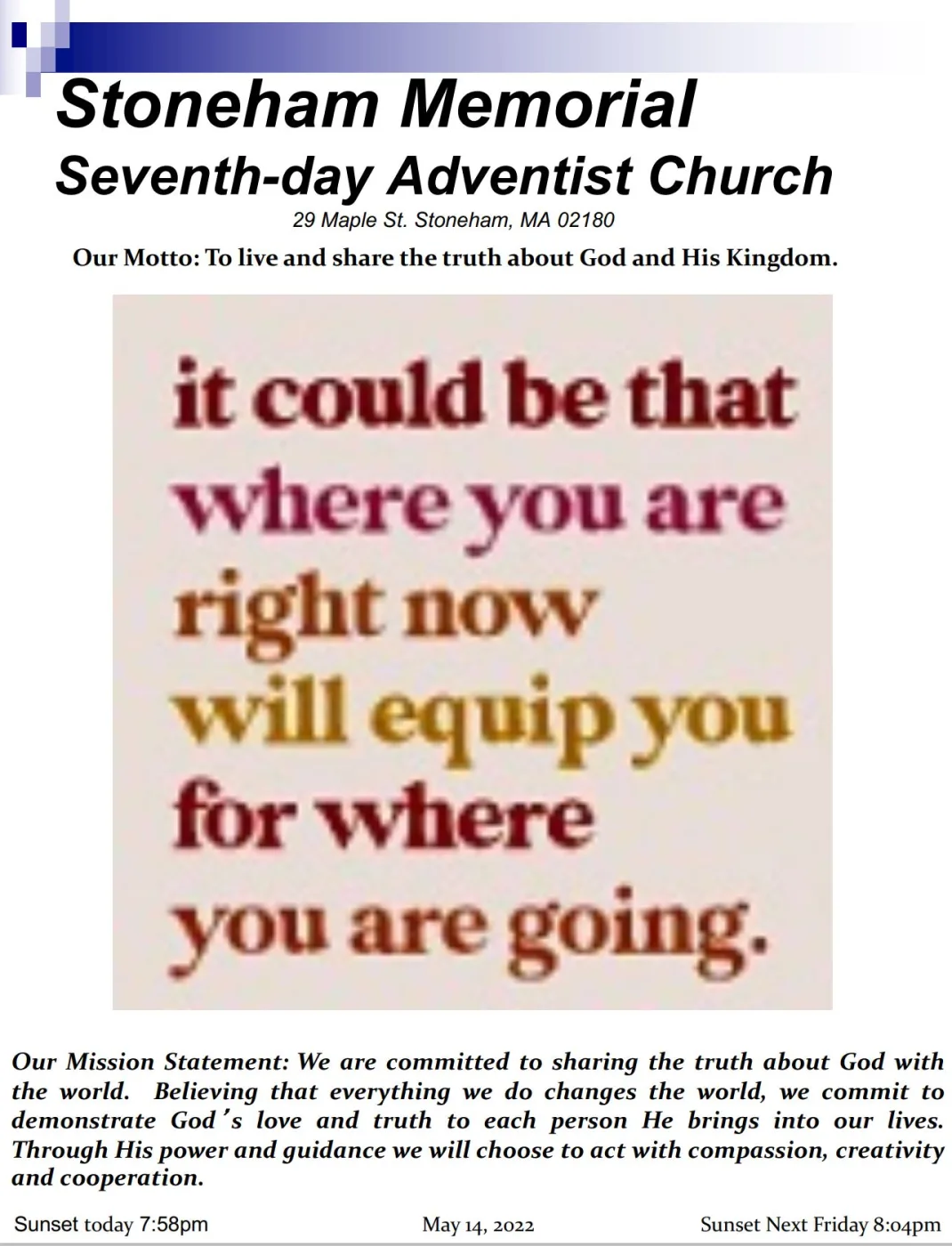 Cover of the bulletin for May 14, 2022