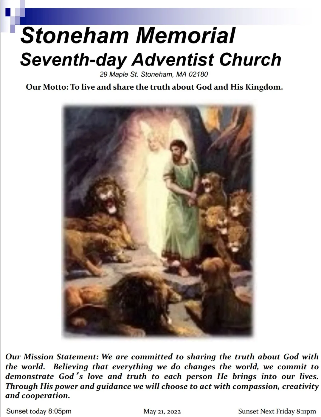 Cover of the bulletin for May 21, 2022