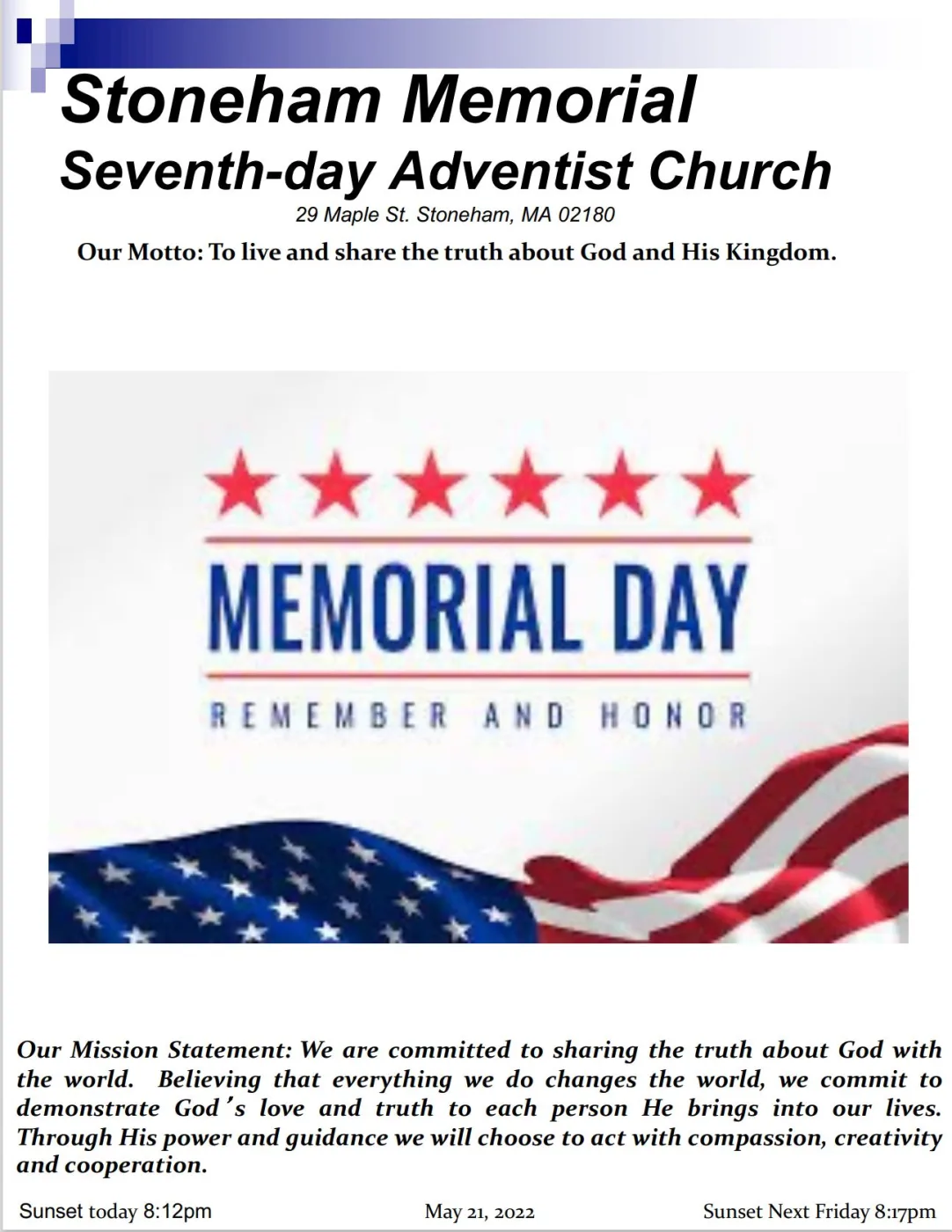 Cover of the bulletin for May 28, 2022