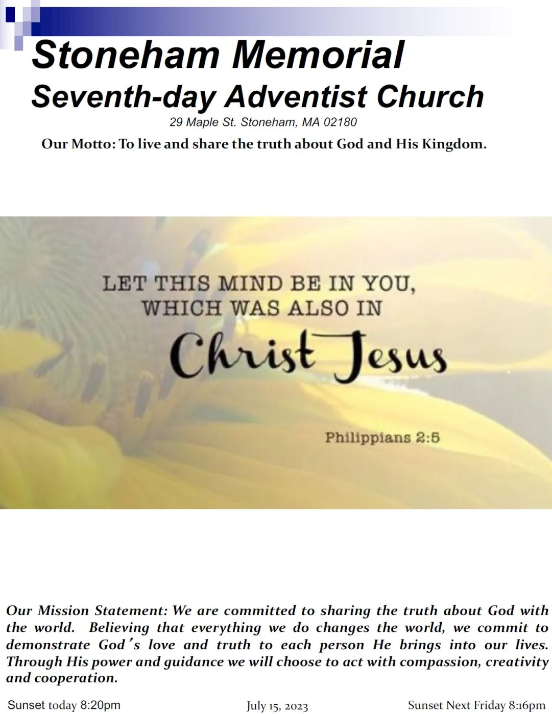 Cover of the bulletin for July 15, 2023