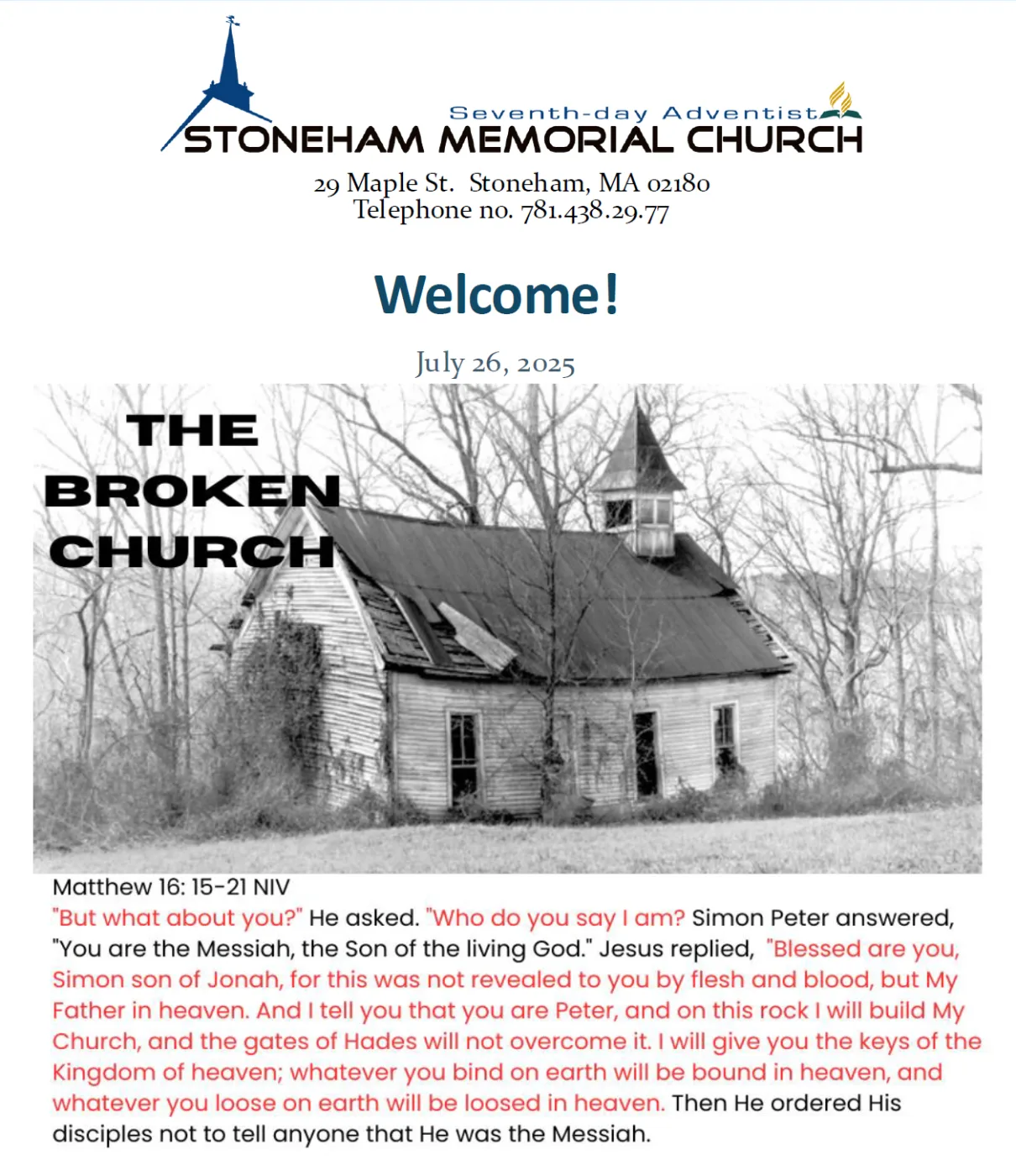 Cover of the bulletin for July 26, 2025